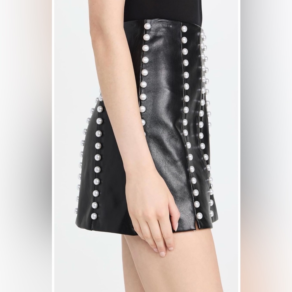 ALICE + OLIVHA LECIA EMBELLISHED VEGAN LEATHER MINI SKIRT SIZE 2 - Picture 5 of 6
